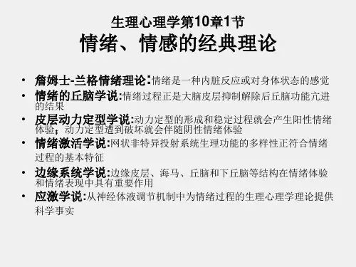 生理心理学三版课件第10章情绪情感