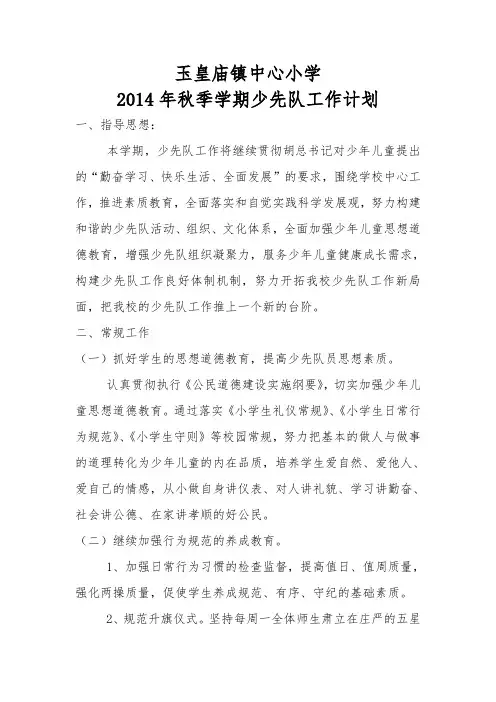 2014年少队计划