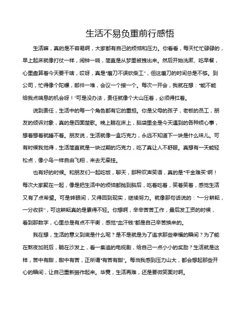 生活不易负重前行感悟