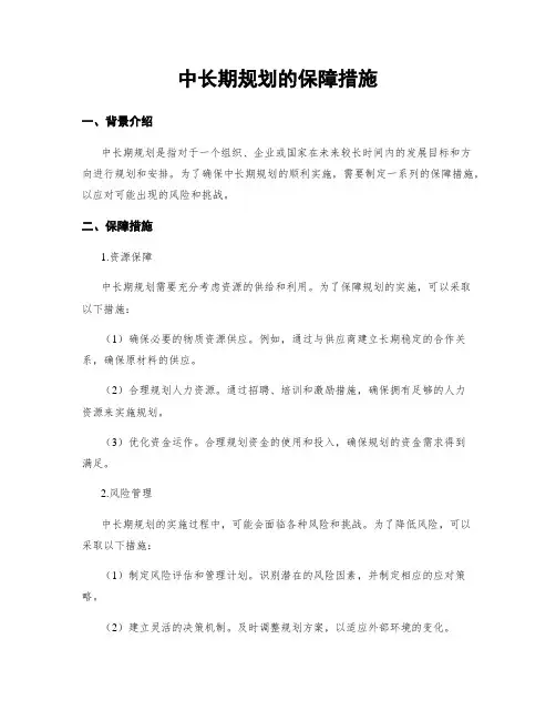 中长期规划的保障措施