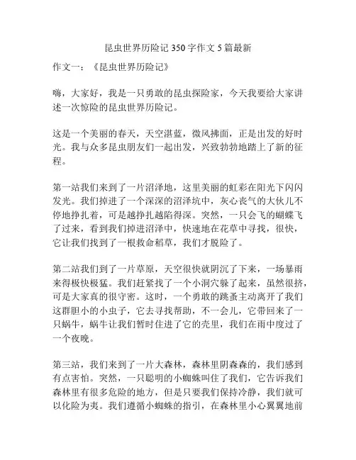 昆虫世界历险记350字作文5篇最新