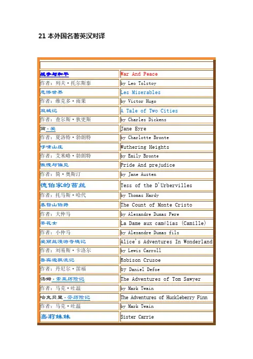 21本外国名著英汉对译