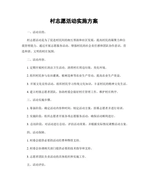 村志愿活动实施方案