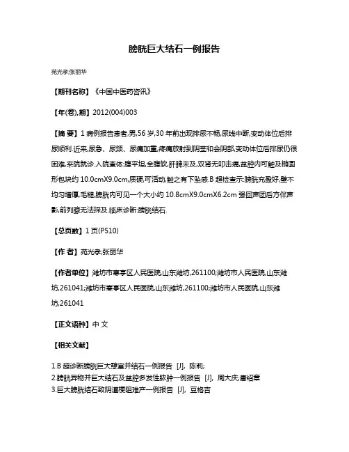 膀胱巨大结石一例报告