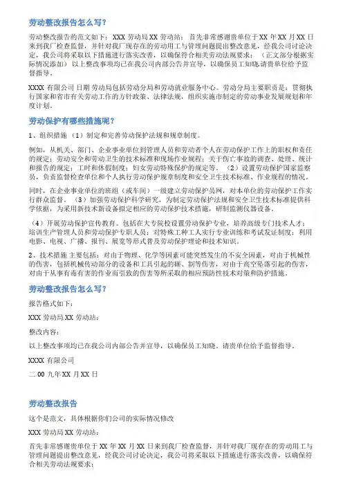 劳动保障工作整改措施范文
