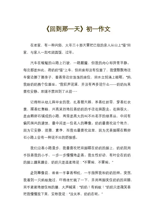 《回到那一天》初一作文