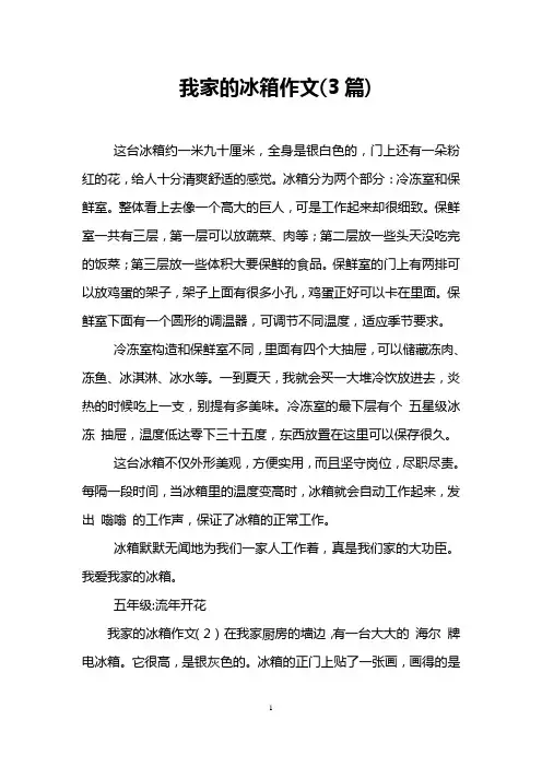 我家的冰箱作文(3篇)