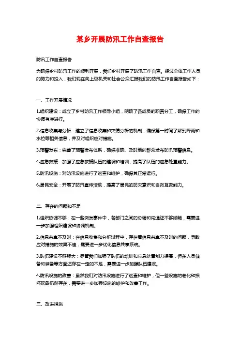 某乡开展防汛工作自查报告 (2)