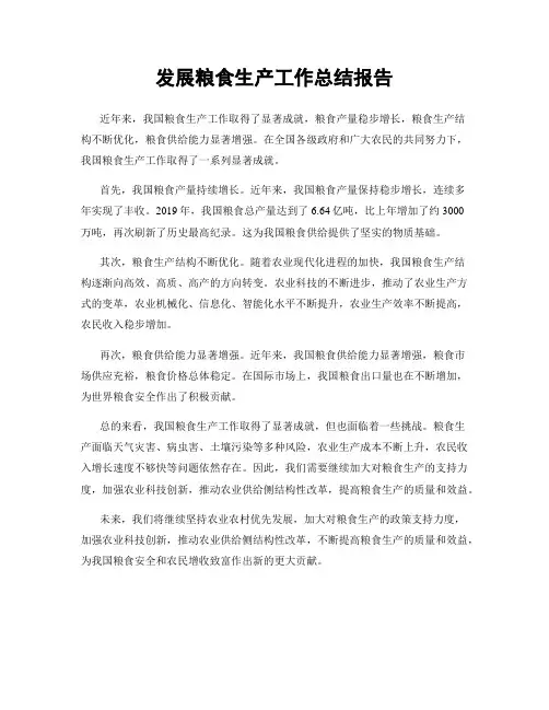 发展粮食生产工作总结报告