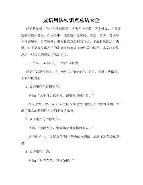 成语用法知识点总结大全