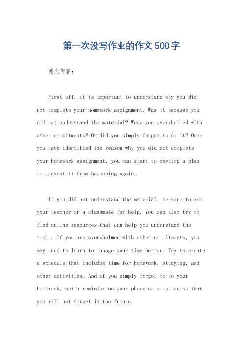 第一次没写作业的作文500字