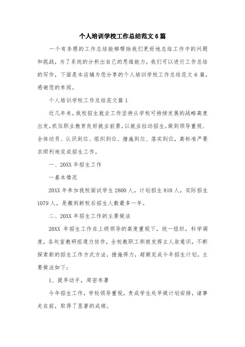 个人培训学校工作总结范文6篇