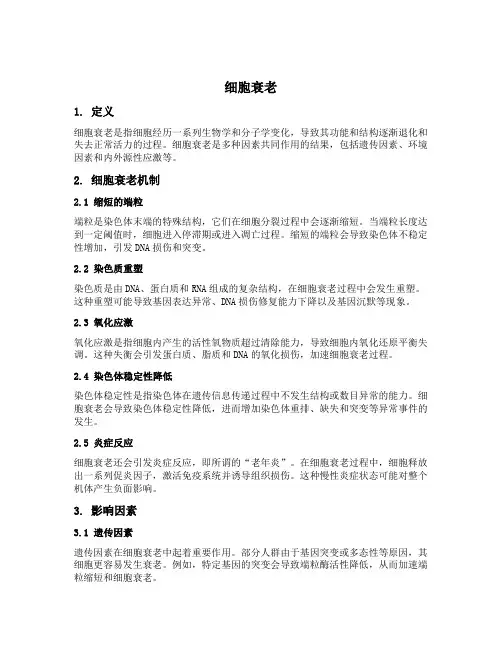 细胞衰老的名词解释