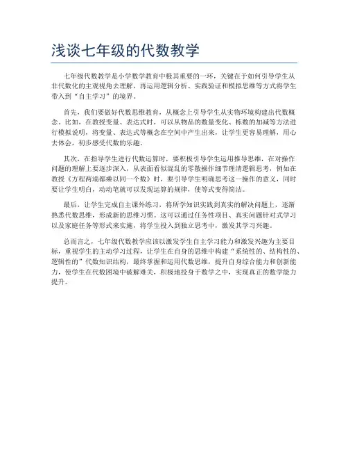 浅谈七年级的代数教学