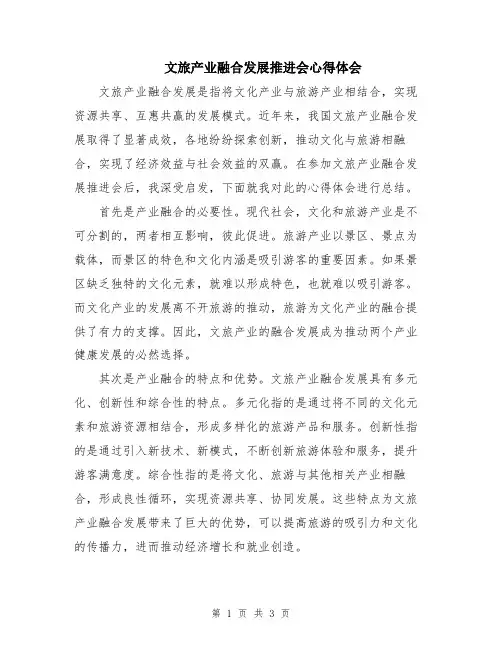 文旅产业融合发展推进会心得体会