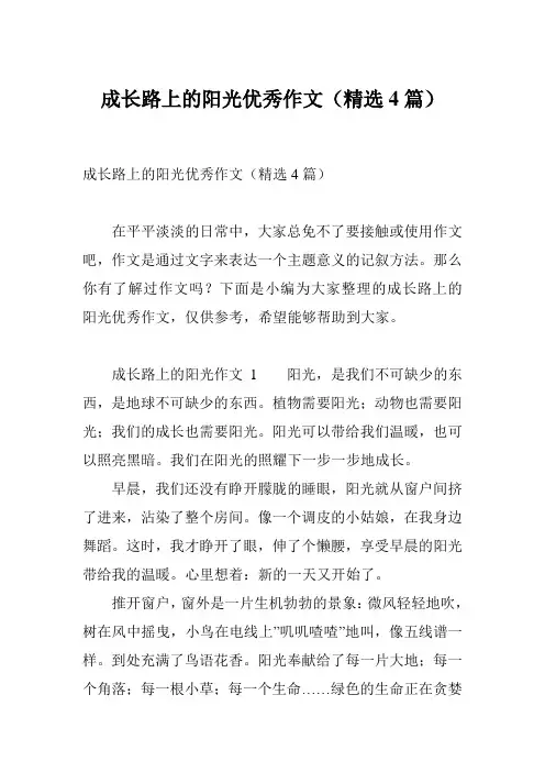 成长路上的阳光优秀作文(精选4篇)