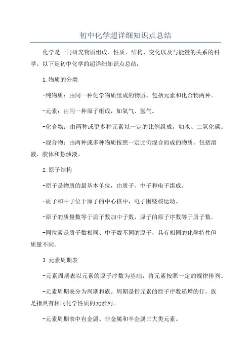 初中化学超详细知识点总结