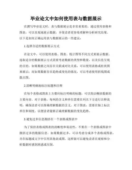 毕业论文中如何使用表与数据展示