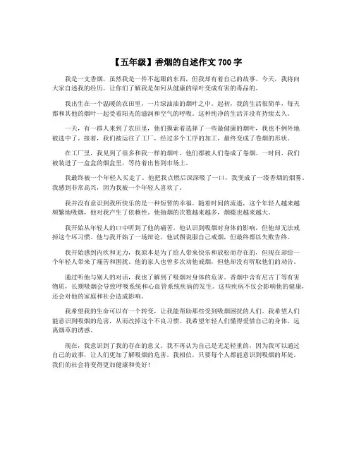 【五年级】香烟的自述作文700字