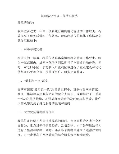 镇网格化管理工作情况报告