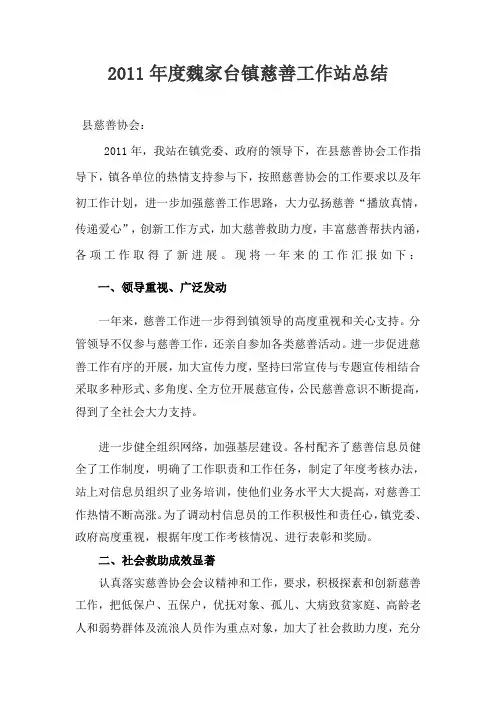 乡、镇慈善工作总结