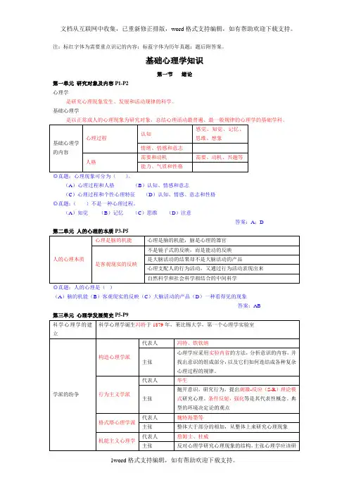 基础心理学知识点总结
