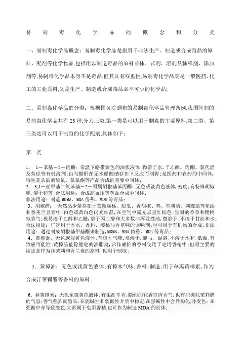 易制毒化学品的概念和分类
