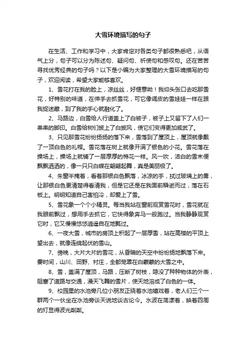 大雪环境描写的句子