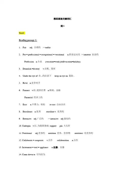 2023年剑六雅思阅读核心词汇