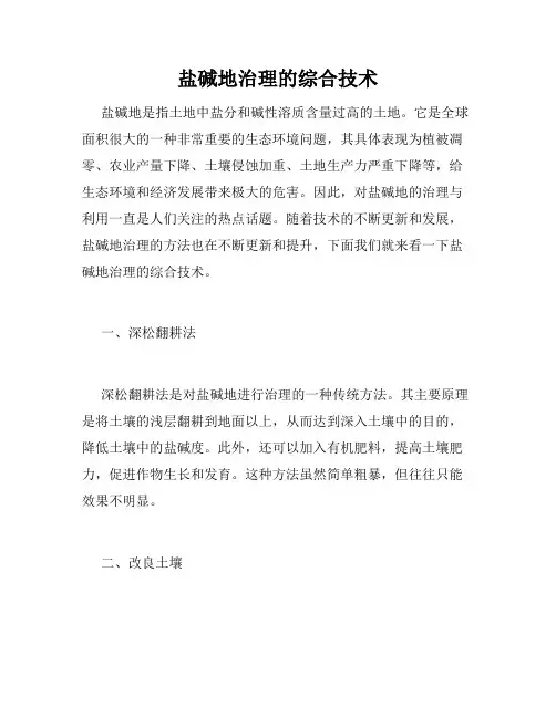 盐碱地治理的综合技术