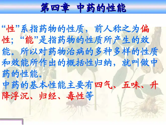 第四章  中药的性能