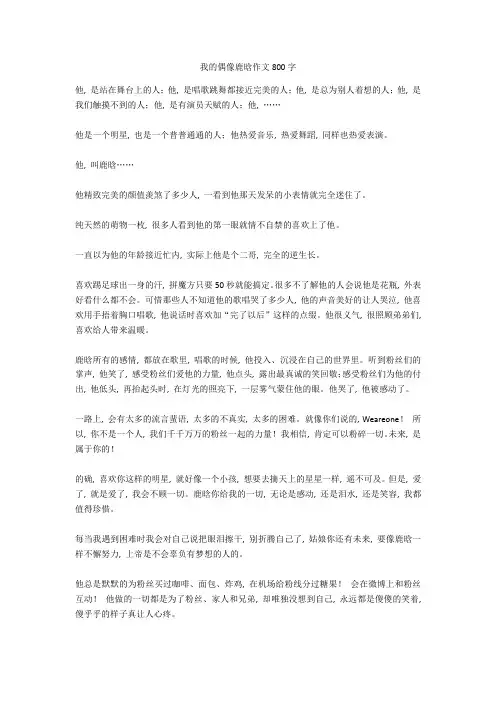 我的偶像鹿晗作文800字-1()