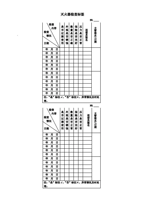 灭火器检查标签