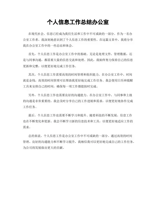个人信息工作总结办公室