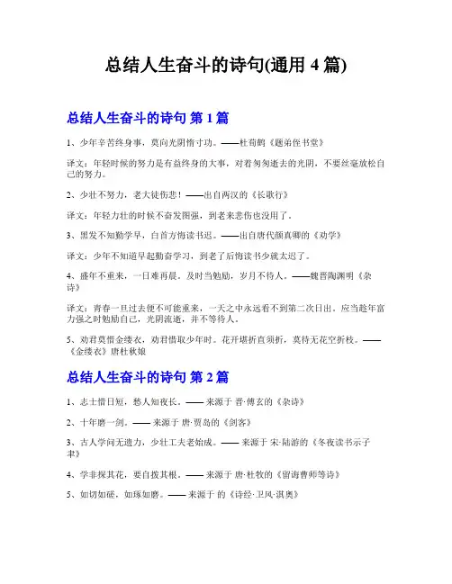 总结人生奋斗的诗句(通用4篇)