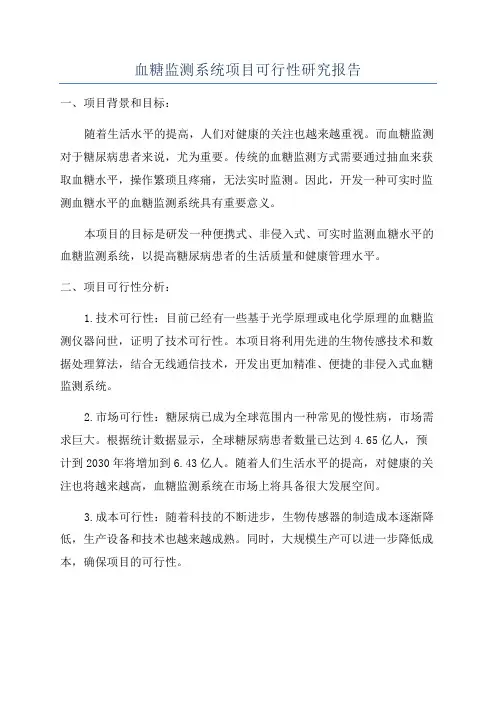 血糖监测系统项目可行性研究报告