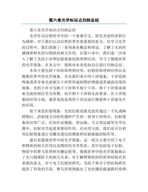第六章光学知识点归纳总结