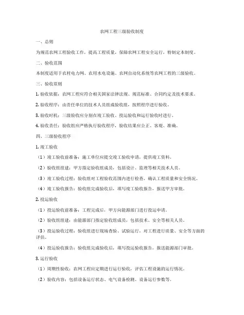 农网工程三级验收制度