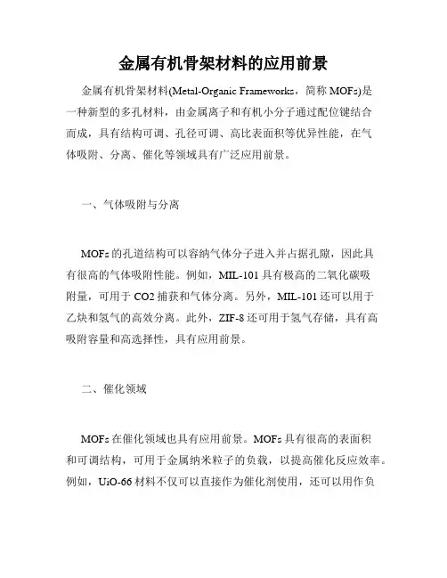 金属有机骨架材料的应用前景