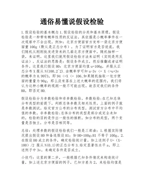 通俗易懂说假设检验