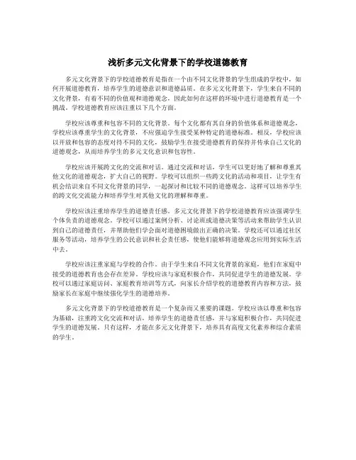 浅析多元文化背景下的学校道德教育
