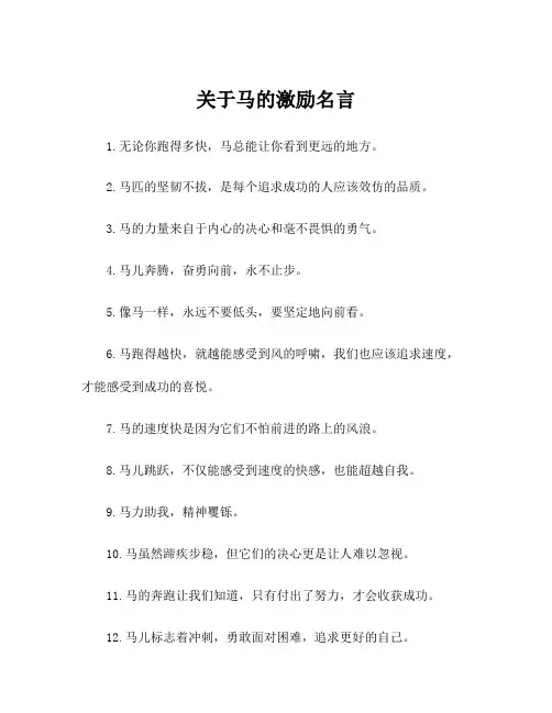关于马的激励名言