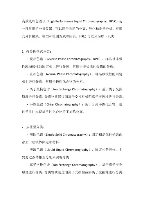 高效液相色谱仪的分类