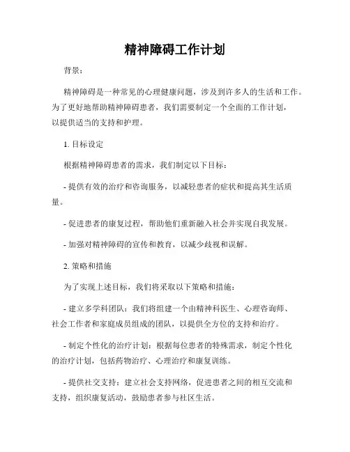 精神障碍工作计划