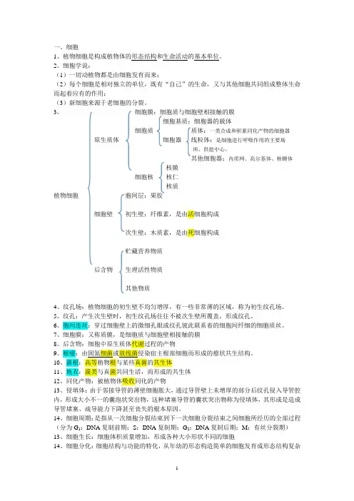 植物学期末复习整理