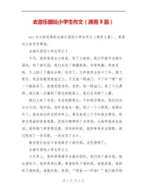 去游乐园玩小学生作文(通用3篇)