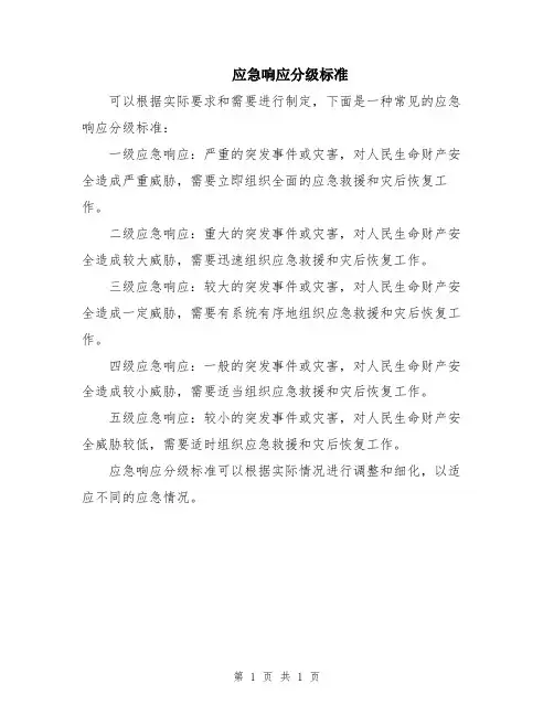 应急响应分级标准