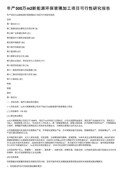 年产500万m2新能源环保玻璃加工项目可行性研究报告