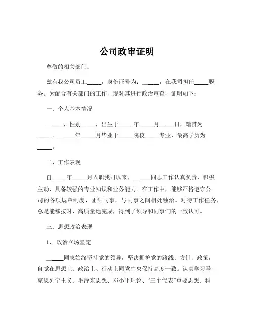 公司政审证明