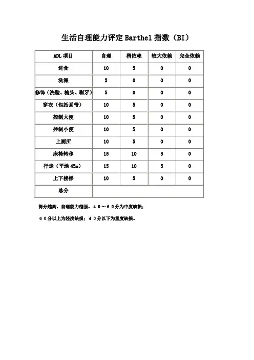生活自理能力评定